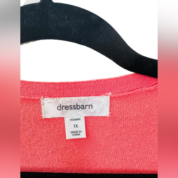 Dressbarn Button Up Cardigan, Size 1X, Salmon - Picture 3 of 3
